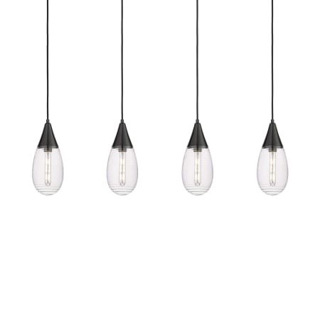 A large image of the Innovations Lighting 124-450-1P-15-50 Malone Pendant Matte Black / Striped Clear