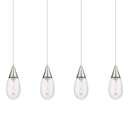 A large image of the Innovations Lighting 124-450-1P-15-50 Malone Pendant Polished Nickel / Striped Clear