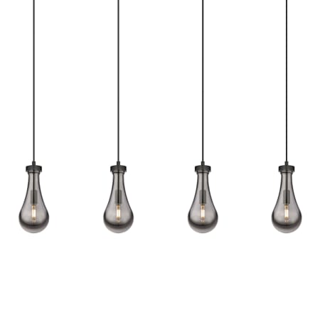 A large image of the Innovations Lighting 124-451-1P-12-49 Owego Pendant Matte Black / Light Smoke