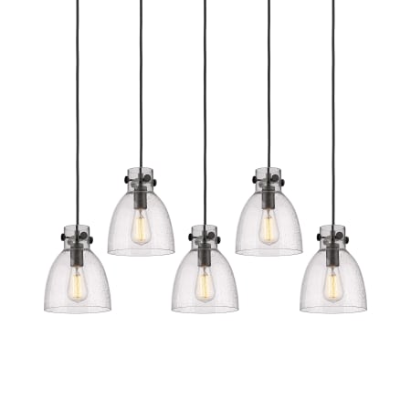 A large image of the Innovations Lighting 125-410-1PS-10-40 Newton Bell Pendant Matte Black / Seedy