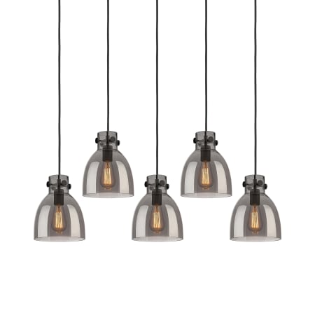 A large image of the Innovations Lighting 125-410-1PS-10-40 Newton Bell Pendant Matte Black / Light Smoke