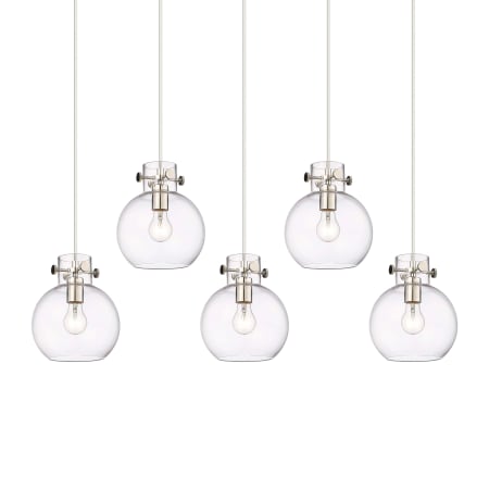 A large image of the Innovations Lighting 125-410-1PS-10-40 Newton Sphere Pendant Polished Nickel / Clear