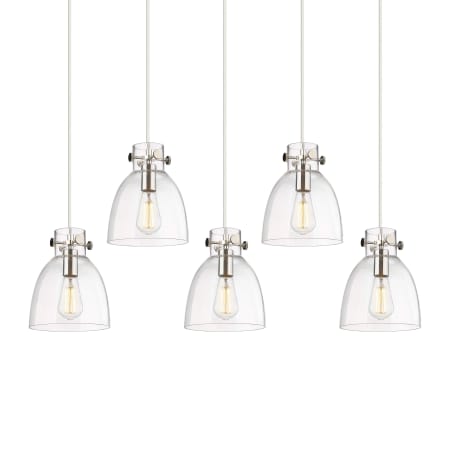 A large image of the Innovations Lighting 125-410-1PS-10-40 Newton Bell Pendant Polished Nickel / Clear