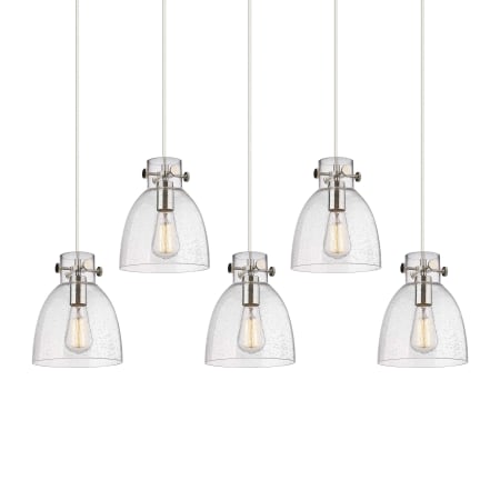 A large image of the Innovations Lighting 125-410-1PS-10-40 Newton Bell Pendant Polished Nickel / Seedy
