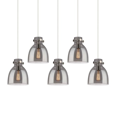 A large image of the Innovations Lighting 125-410-1PS-10-40 Newton Bell Pendant Polished Nickel / Light Smoke
