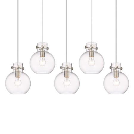 A large image of the Innovations Lighting 125-410-1PS-10-40 Newton Sphere Pendant Brushed Satin Nickel / Clear