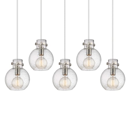 A large image of the Innovations Lighting 125-410-1PS-10-40 Newton Sphere Pendant Brushed Satin Nickel / Seedy