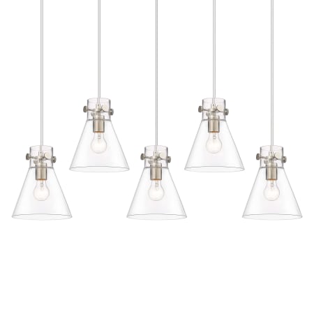 A large image of the Innovations Lighting 125-410-1PS-10-40 Newton Cone Pendant Brushed Satin Nickel / Clear