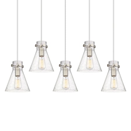 A large image of the Innovations Lighting 125-410-1PS-10-40 Newton Cone Pendant Brushed Satin Nickel / Seedy