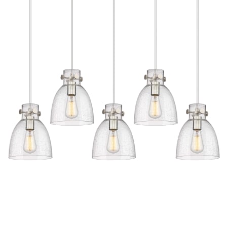 A large image of the Innovations Lighting 125-410-1PS-10-40 Newton Bell Pendant Brushed Satin Nickel / Seedy