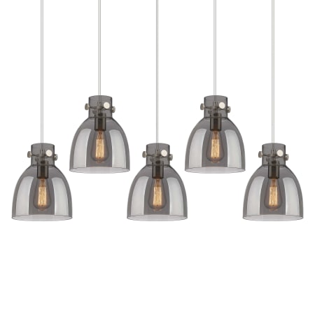 A large image of the Innovations Lighting 125-410-1PS-10-40 Newton Bell Pendant Brushed Satin Nickel / Light Smoke