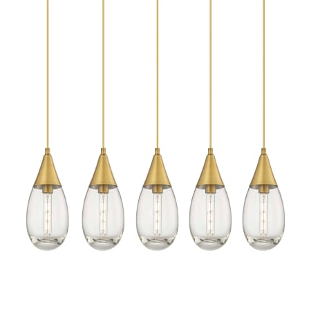 A large image of the Innovations Lighting 125-450-1P-15-38 Malone Pendant Brushed Brass / Clear