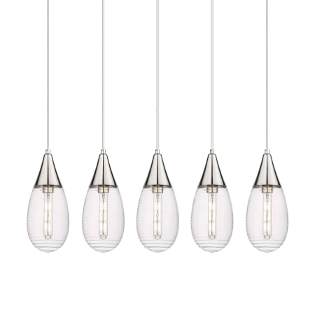 A large image of the Innovations Lighting 125-450-1P-15-38 Malone Pendant Polished Nickel / Striped Clear