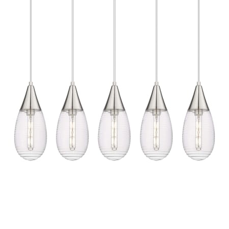 A large image of the Innovations Lighting 125-450-1P-15-38 Malone Pendant Brushed Satin Nickel / Striped Clear
