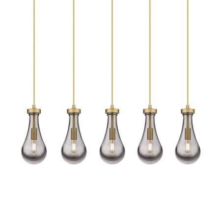 A large image of the Innovations Lighting 125-451-1P-12-37 Owego Pendant Brushed Brass / Light Smoke