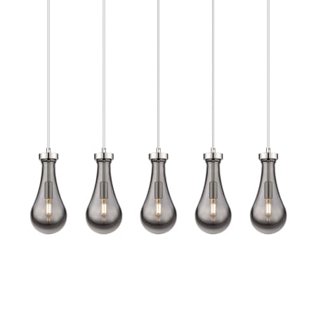 A large image of the Innovations Lighting 125-451-1P-12-37 Owego Pendant Polished Nickel / Light Smoke