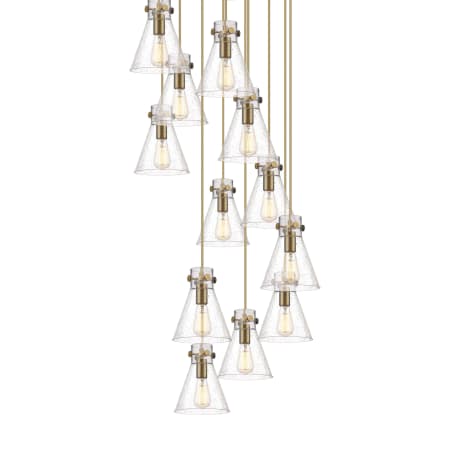 A large image of the Innovations Lighting 126-410-1PS-10-28 Newton Cone Pendant Brushed Brass / Seedy