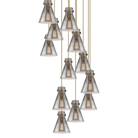 A large image of the Innovations Lighting 126-410-1PS-10-28 Newton Cone Pendant Brushed Brass / Light Smoke