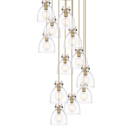 A large image of the Innovations Lighting 126-410-1PS-10-28 Newton Bell Pendant Brushed Brass / Clear