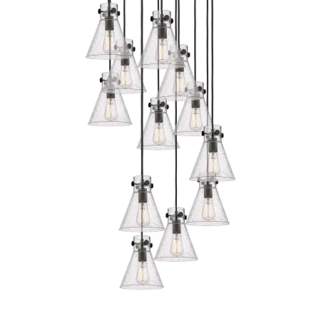 A large image of the Innovations Lighting 126-410-1PS-10-28 Newton Cone Pendant Matte Black / Seedy