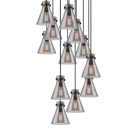 A large image of the Innovations Lighting 126-410-1PS-10-28 Newton Cone Pendant Matte Black / Light Smoke