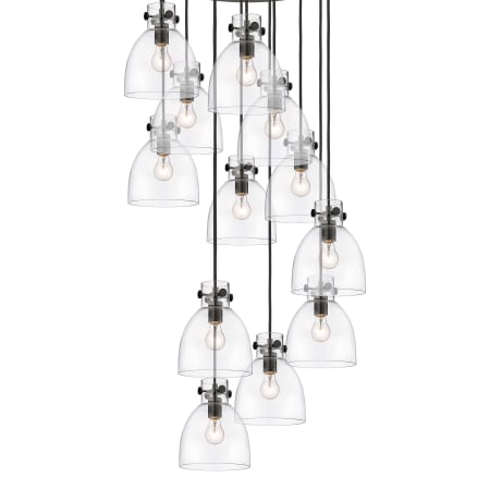 A large image of the Innovations Lighting 126-410-1PS-10-28 Newton Bell Pendant Matte Black / Clear