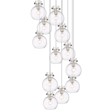 A large image of the Innovations Lighting 126-410-1PS-10-28 Newton Sphere Pendant Polished Nickel / Clear