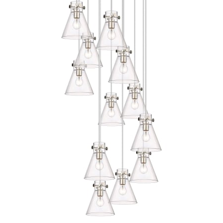 A large image of the Innovations Lighting 126-410-1PS-10-28 Newton Cone Pendant Polished Nickel / Clear