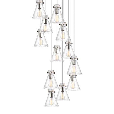 A large image of the Innovations Lighting 126-410-1PS-10-28 Newton Cone Pendant Polished Nickel / Seedy