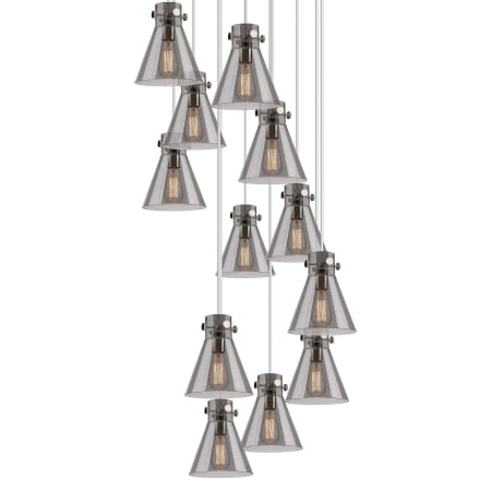 A large image of the Innovations Lighting 126-410-1PS-10-28 Newton Cone Pendant Polished Nickel / Light Smoke