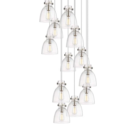 A large image of the Innovations Lighting 126-410-1PS-10-28 Newton Bell Pendant Polished Nickel / Clear