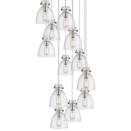 A large image of the Innovations Lighting 126-410-1PS-10-28 Newton Bell Pendant Polished Nickel / Seedy