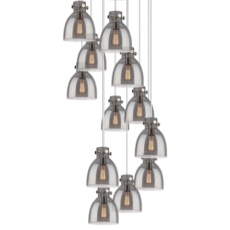 A large image of the Innovations Lighting 126-410-1PS-10-28 Newton Bell Pendant Polished Nickel / Light Smoke