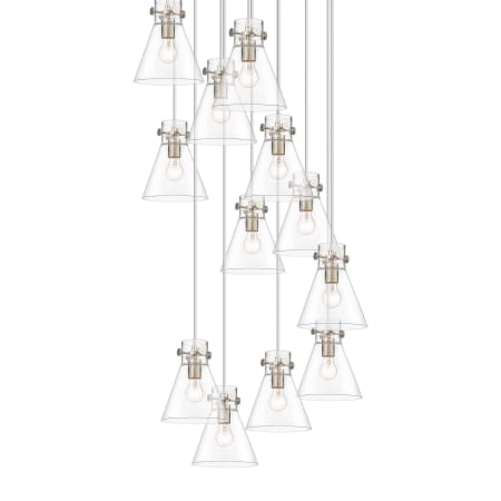 A large image of the Innovations Lighting 126-410-1PS-10-28 Newton Cone Pendant Brushed Satin Nickel / Clear