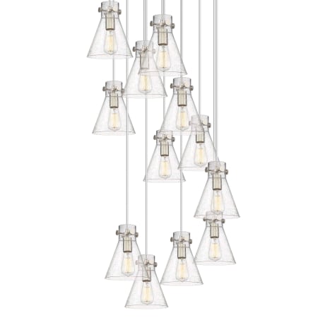 A large image of the Innovations Lighting 126-410-1PS-10-28 Newton Cone Pendant Brushed Satin Nickel / Seedy