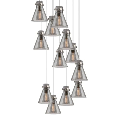 A large image of the Innovations Lighting 126-410-1PS-10-28 Newton Cone Pendant Brushed Satin Nickel / Light Smoke