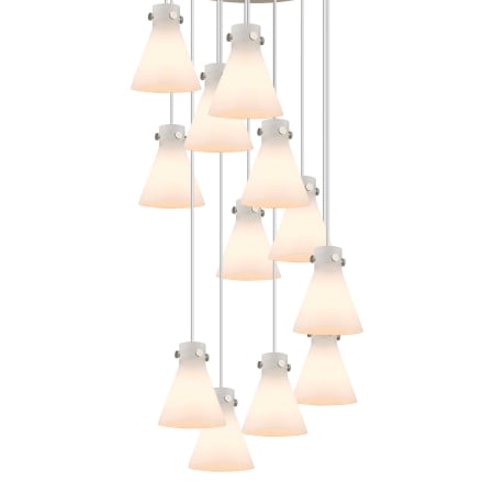 A large image of the Innovations Lighting 126-410-1PS-10-28 Newton Cone Pendant Brushed Satin Nickel / White