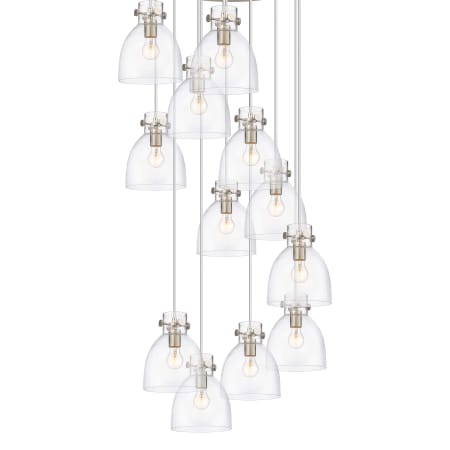 A large image of the Innovations Lighting 126-410-1PS-10-28 Newton Bell Pendant Brushed Satin Nickel / Clear