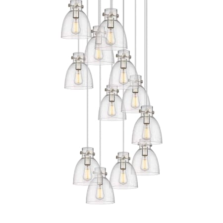A large image of the Innovations Lighting 126-410-1PS-10-28 Newton Bell Pendant Brushed Satin Nickel / Seedy