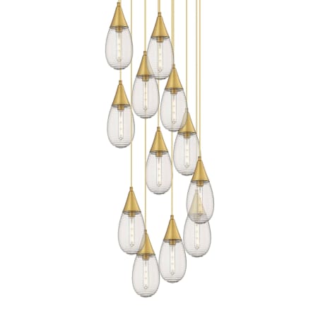 A large image of the Innovations Lighting 126-450-1P-15-26 Malone Pendant Brushed Brass / Striped Clear