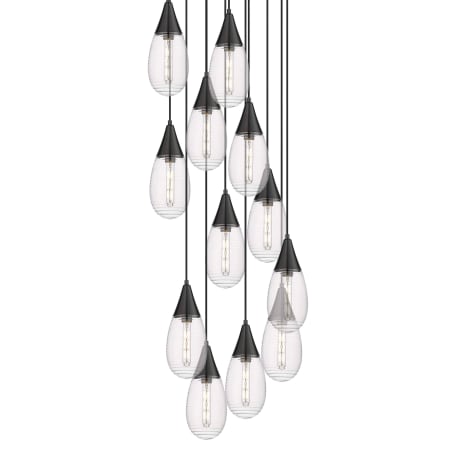 A large image of the Innovations Lighting 126-450-1P-15-26 Malone Pendant Matte Black / Striped Clear