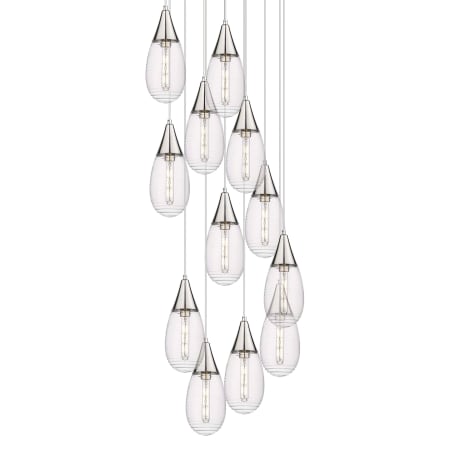 A large image of the Innovations Lighting 126-450-1P-15-26 Malone Pendant Polished Nickel / Striped Clear