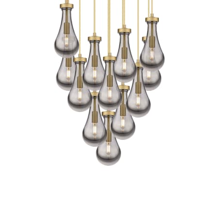 A large image of the Innovations Lighting 126-451-1P-12-25 Owego Pendant Brushed Brass / Light Smoke