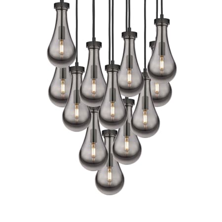 A large image of the Innovations Lighting 126-451-1P-12-25 Owego Pendant Matte Black / Light Smoke