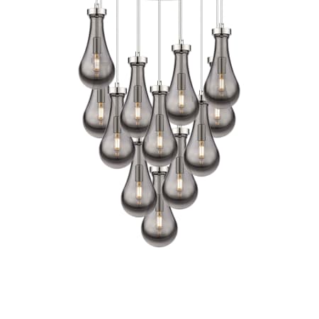 A large image of the Innovations Lighting 126-451-1P-12-25 Owego Pendant Polished Nickel / Light Smoke