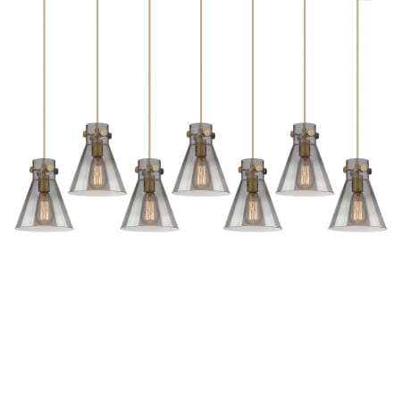 A large image of the Innovations Lighting 127-410-1PS-10-52 Newton Cone Pendant Brushed Brass / Light Smoke