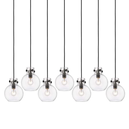 A large image of the Innovations Lighting 127-410-1PS-10-52 Newton Sphere Pendant Matte Black / Clear