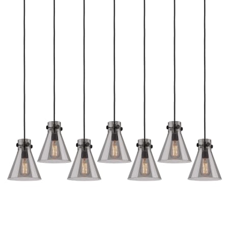 A large image of the Innovations Lighting 127-410-1PS-10-52 Newton Cone Pendant Matte Black / Light Smoke