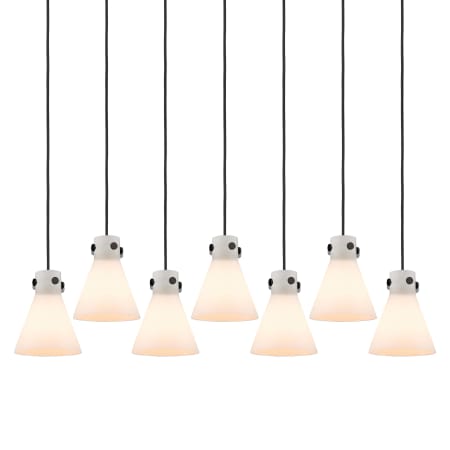 A large image of the Innovations Lighting 127-410-1PS-10-52 Newton Cone Pendant Matte Black / White