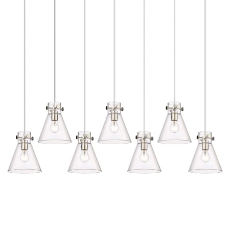 A large image of the Innovations Lighting 127-410-1PS-10-52 Newton Cone Pendant Polished Nickel / Clear